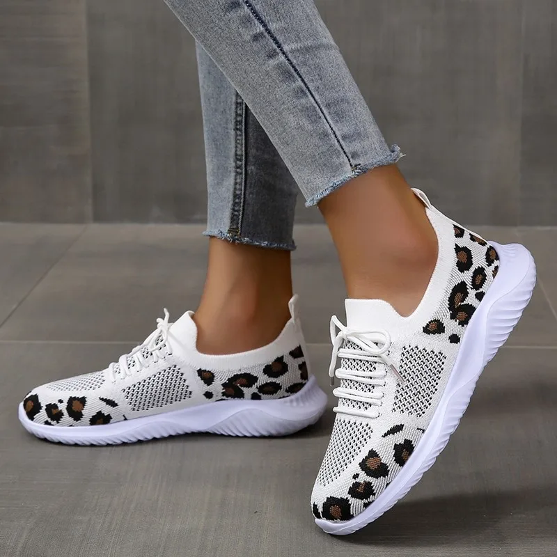 Knit Fabric Lace Up Sneakers - Новые летние женские кроссовки: вязаная сетчатая