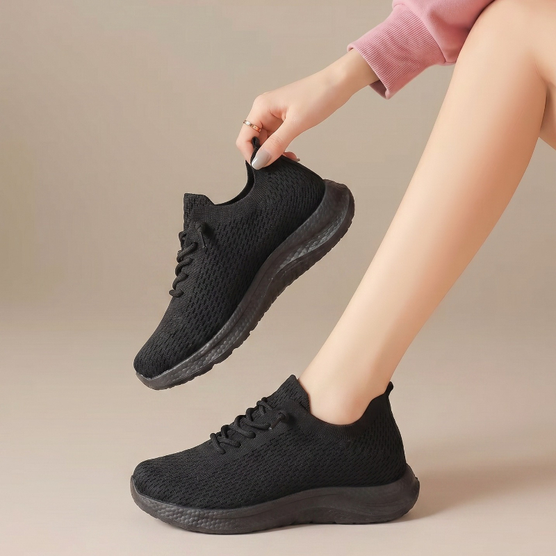 Летние женские дышащие сетчаты – обзор и цена Knit Fabric Lace Up Sneakers
