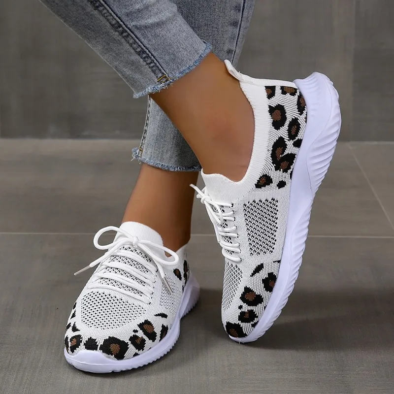 Новые летние женские кроссовки – обзор и цена Knit Fabric Lace Up Sneakers